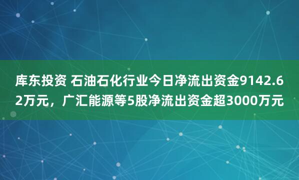 库东投资 石油石化行业今日净流出资金9142.62万元，广汇能源等5股净流出资金超3000万元