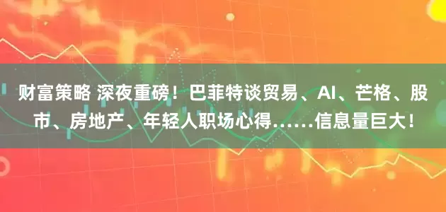 财富策略 深夜重磅！巴菲特谈贸易、AI、芒格、股市、房地产、年轻人职场心得……信息量巨大！